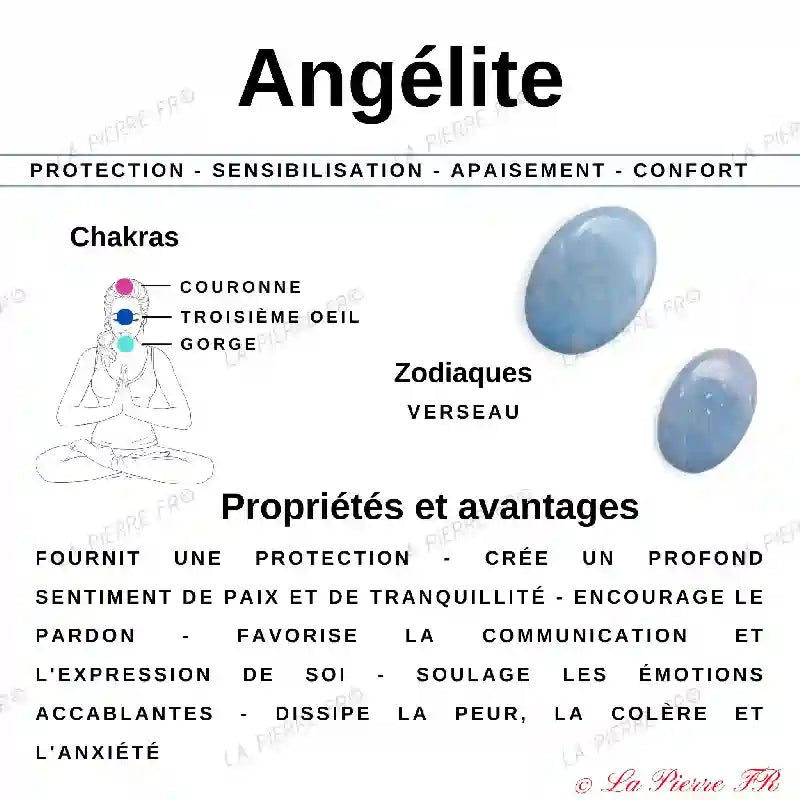 Perles Angélite en pierre naturelle - Qualité AA+