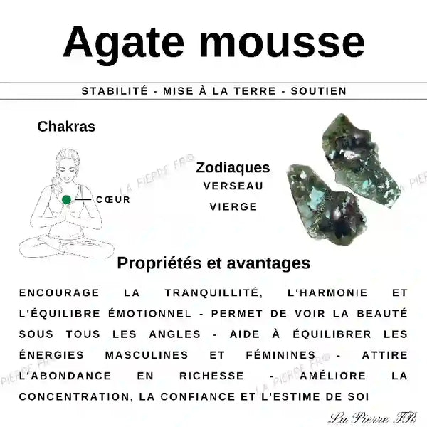 Perles Agate Mousse en pierre naturelle - Qualité AA+