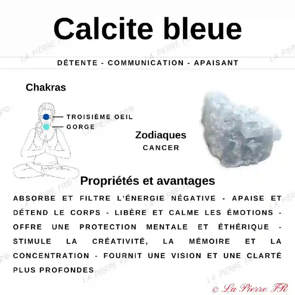 Perles Calcite Bleue en pierre naturelle - Qualité AA+