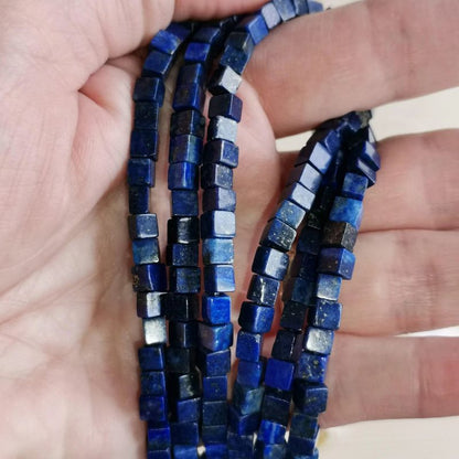 80 Perles cube en Lapis Lazuli 4x4 mm - La Pierre FR