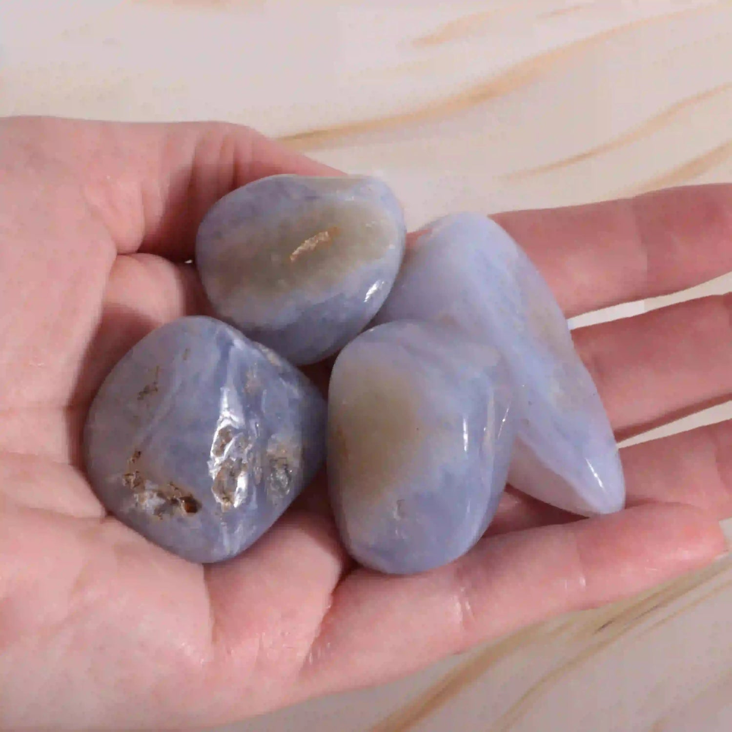 Agate Blue Lace - Pierres roulées - Lot de 2 pierres