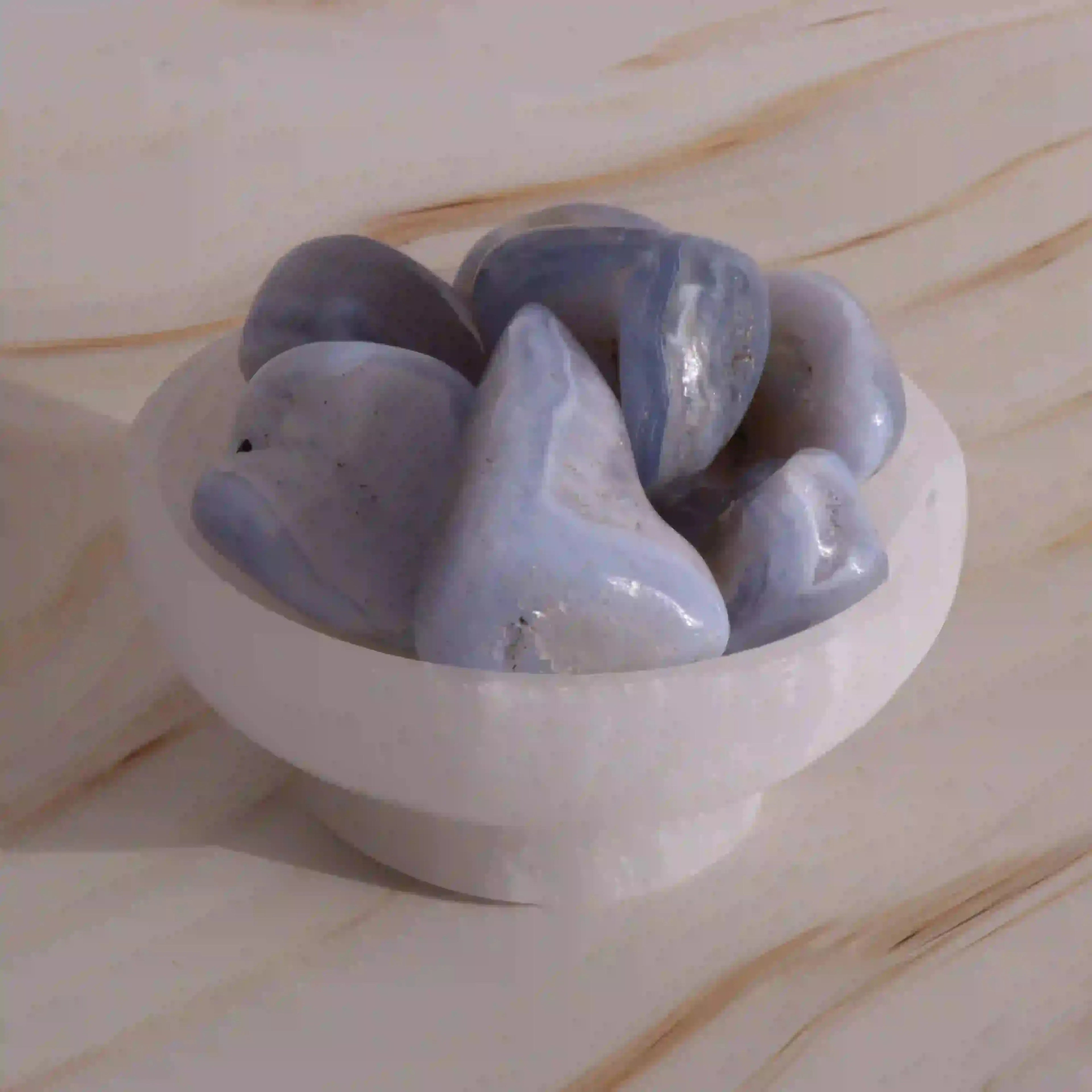 Agate Blue Lace - Pierres roulées - Lot de 2 pierres