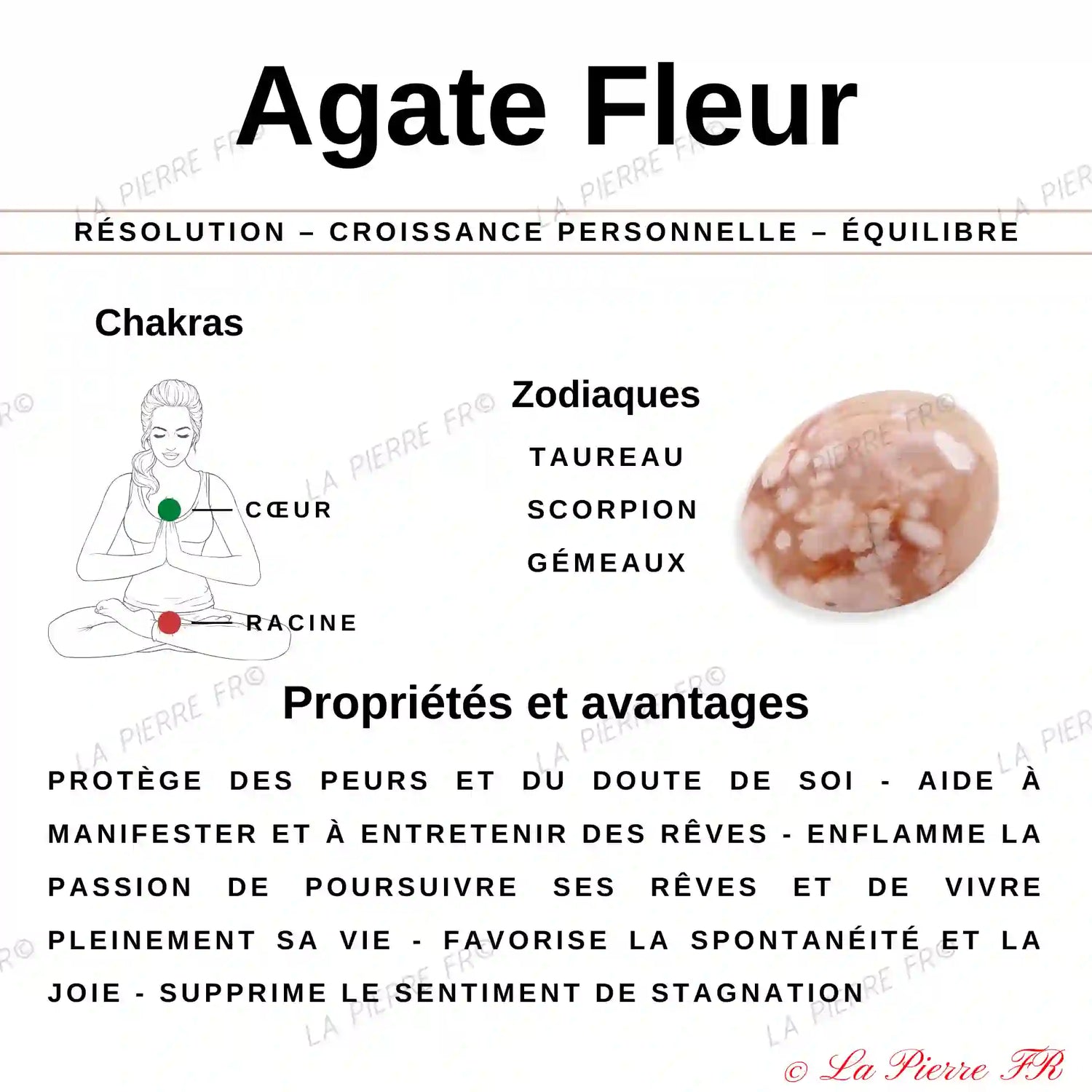 Agate Fleur - Cœur en pierre naturelle