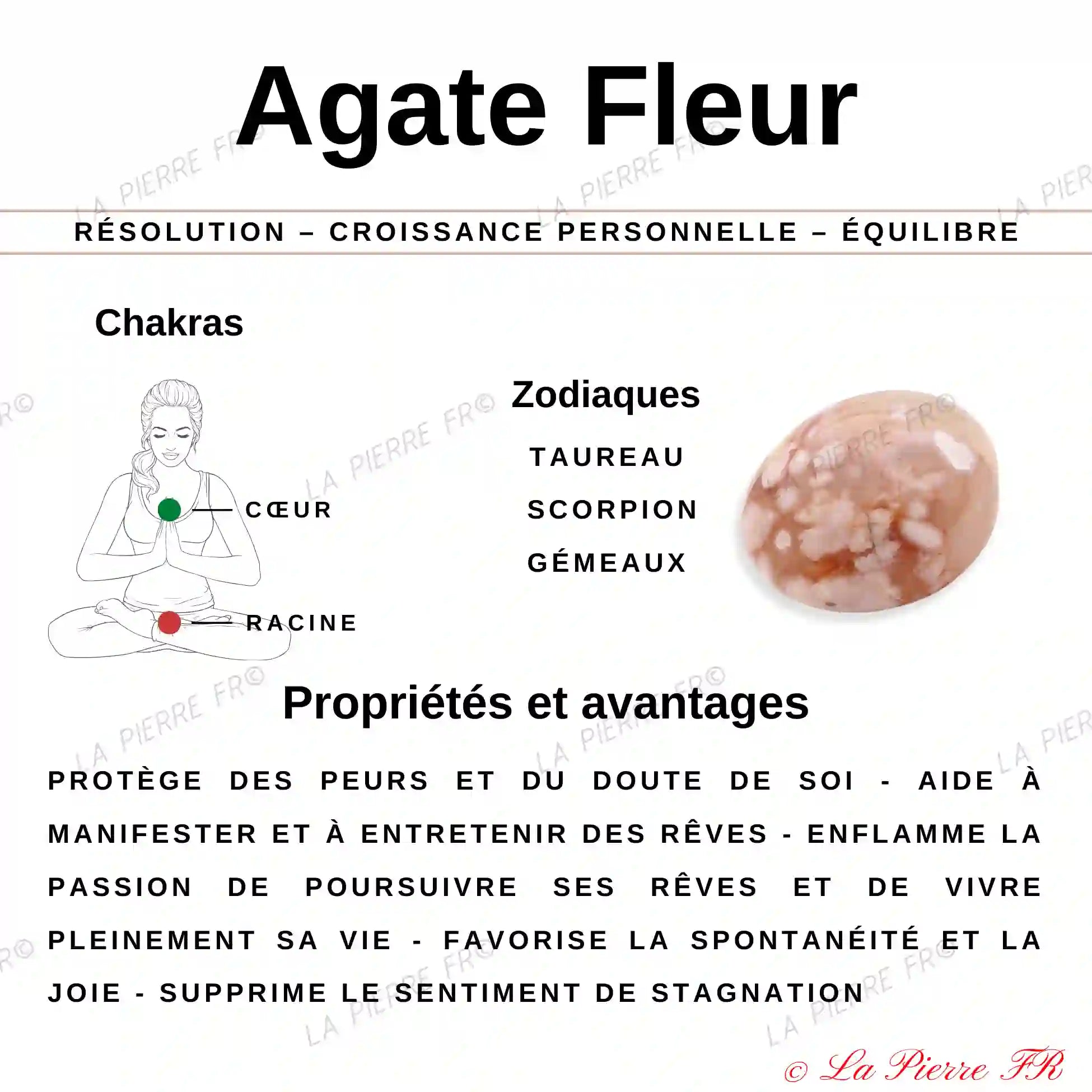 Agate Fleur - Cœur en pierre naturelle