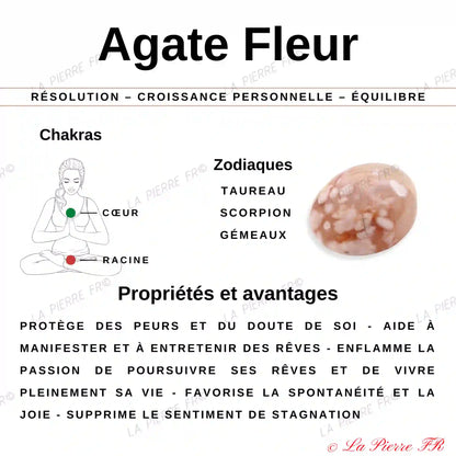 Agate Fleur - Cœur en pierre naturelle