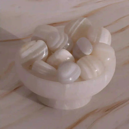 Agate blanche zonée, Lot de 4 pierres roulées - La Pierre FR