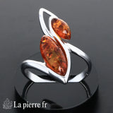 Bague Ambre véritable en argent pour femme - La Pierre Fr