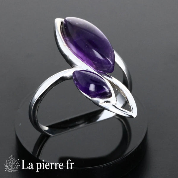 Bague améthyste véritable en argent pour femme - La Pierre Fr  