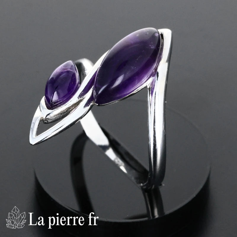 Bague améthyste véritable en argent pour femme - La Pierre Fr  