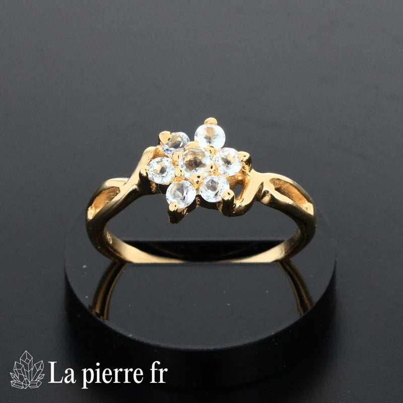 Bague Topaze bleue véritable en or 18 carats pour femme - La pierre Fr