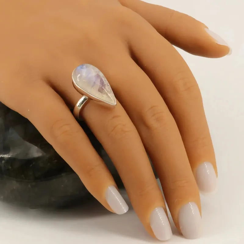 Bague Labradorite Blanche (Pierre de Lune) - La Pierre FR