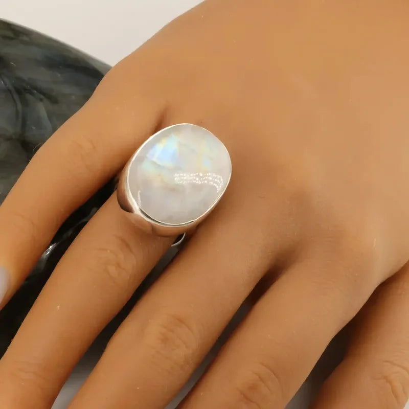 Bague Labradorite Blanche du Sri Lanka - La Pierre FR