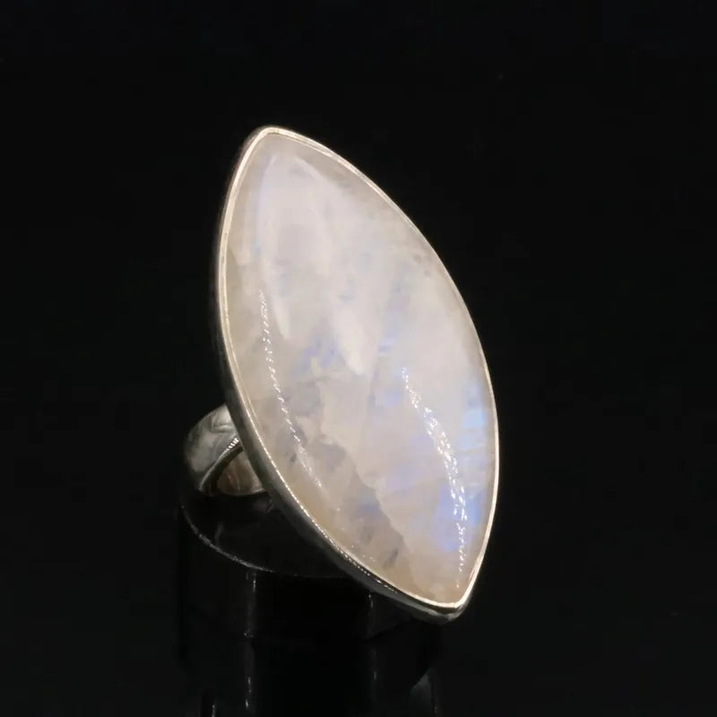 Bague Labradorite Blanche en argent ajustable - La Pierre FR