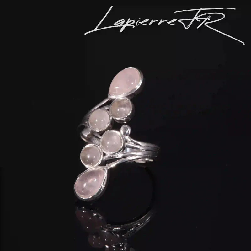 Bague Quartz Rose en argent 925 réglable - La Pierre FR