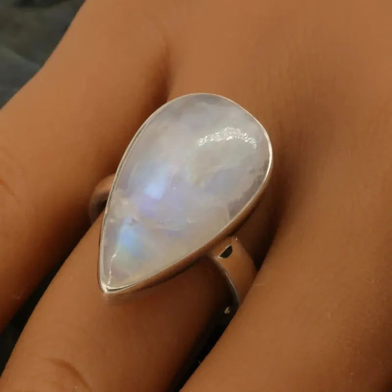 Bague en Labradorite Blanche (Pierre de lune) - La Pierre FR