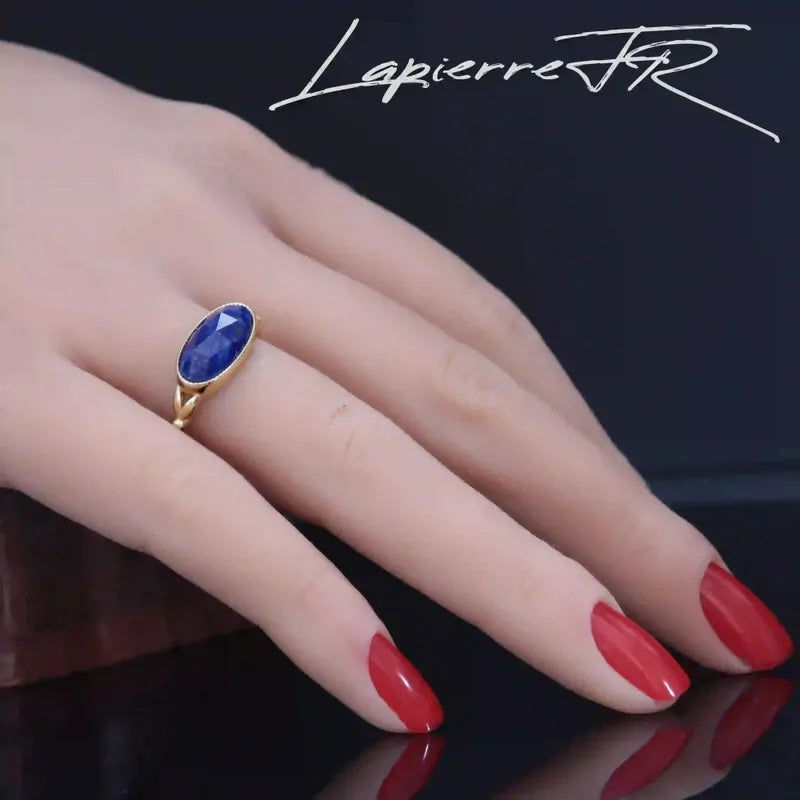 Bague en Lapis Lazuli plaqué Or 18 carats - La Pierre FR