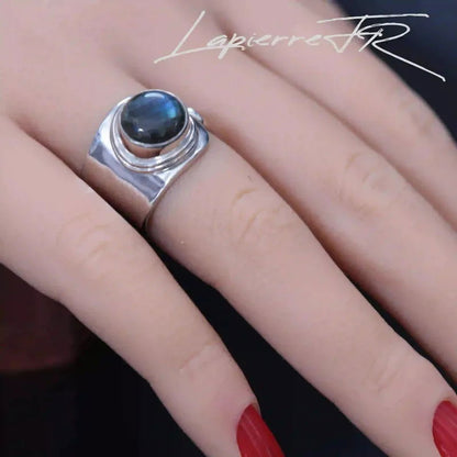 Bague en labradorite ronde sur argent 925 - La Pierre FR