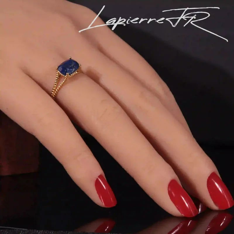 Bague en pierre Lapis Lazuli plaqué Or 18 carats - La Pierre FR