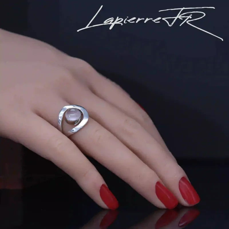 Bague quartz rose en argent 925 - La Pierre FR