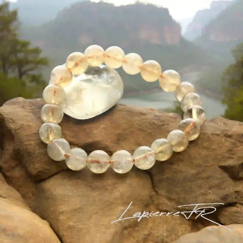 Bracelet Citrine en perle naturelle ronde - La Pierre FR