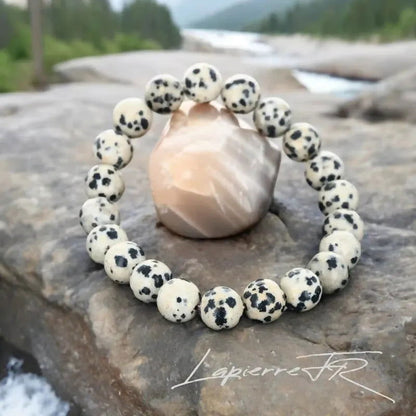 Bracelet pierre naturelle Jaspe Dalmatien - La Pierre FR