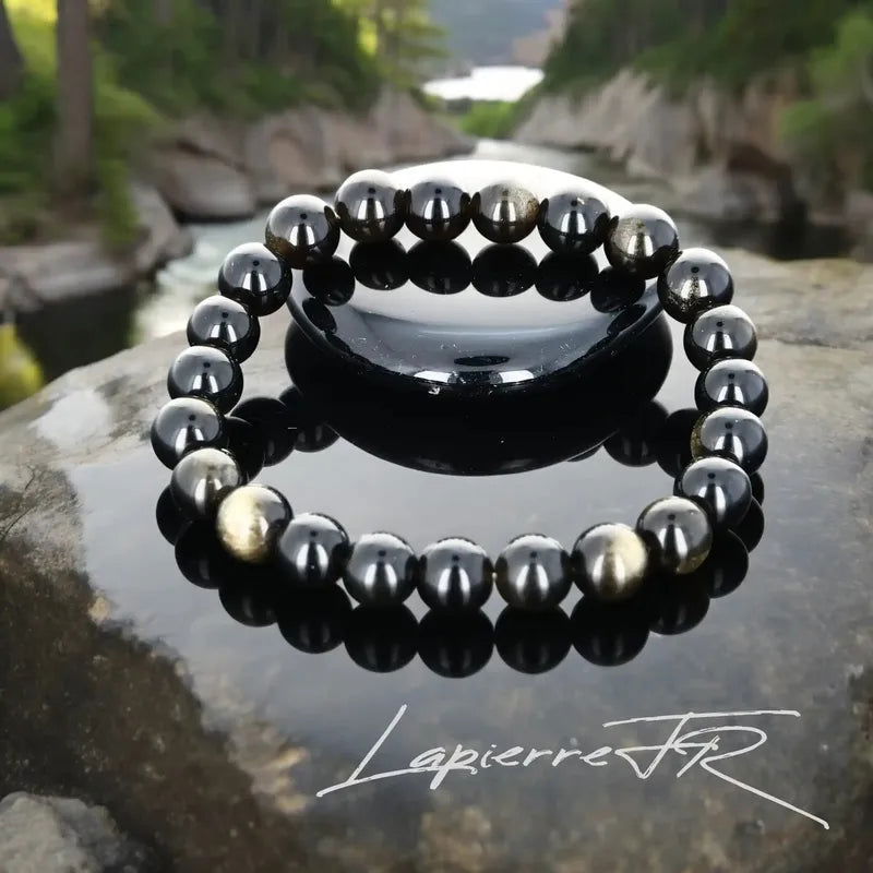 Bracelet pierre naturelle Obsidienne dorée - La Pierre FR