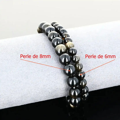 Bracelet pierre naturelle Obsidienne dorée - La Pierre FR