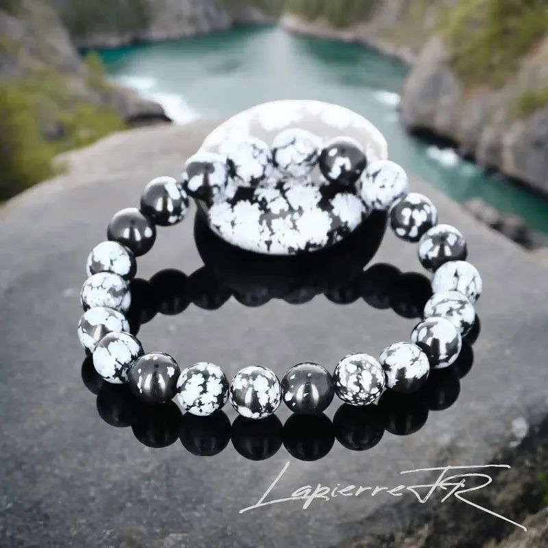 Bracelet pierre naturelle Obsidienne neige - La Pierre FR