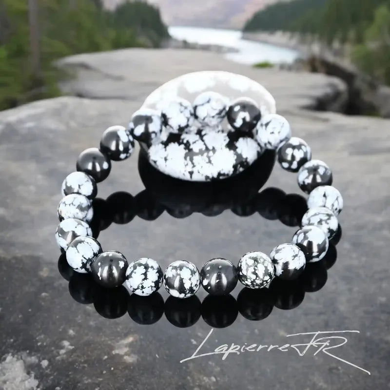 Bracelet pierre naturelle Obsidienne neige - La Pierre FR