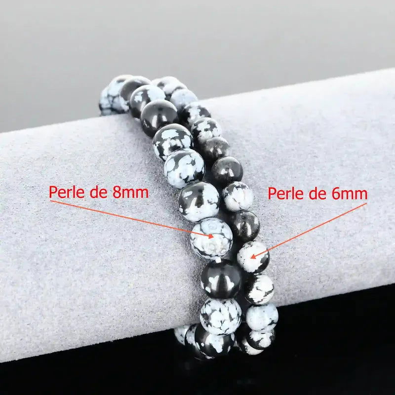 Bracelet pierre naturelle Obsidienne neige - La Pierre FR