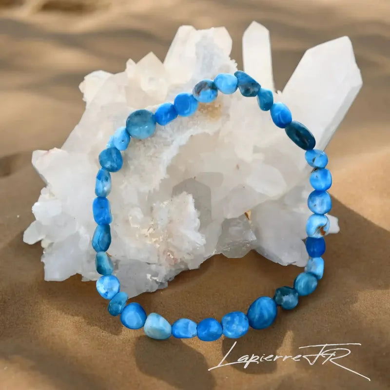 Bracelet pierre roulée en Apatite bleue - La Pierre FR