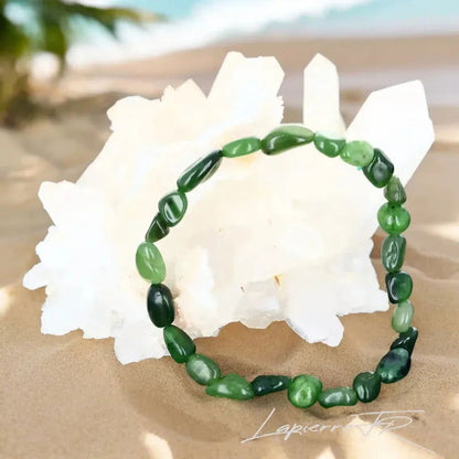 Bracelet pierre roulée en Jade vert - La Pierre FR