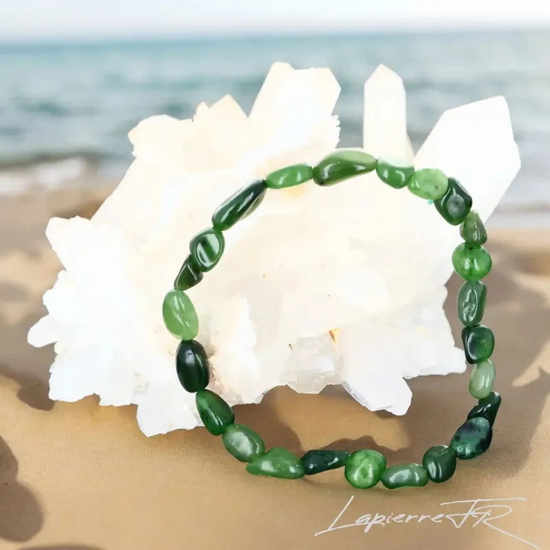 Bracelet pierre roulée en Jade vert - La Pierre FR