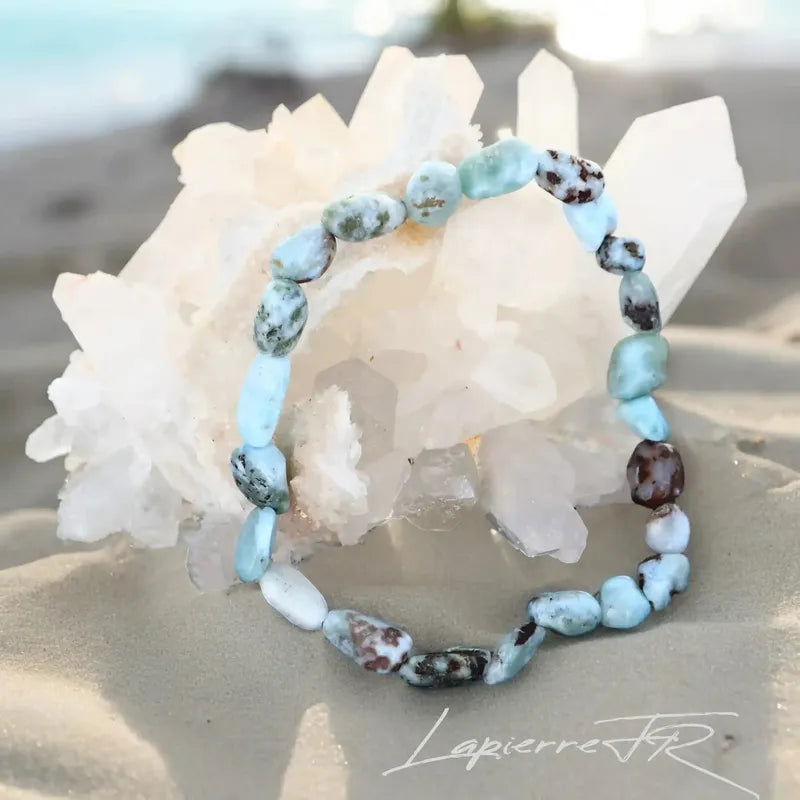 Bracelet pierre roulée en Larimar - La Pierre FR