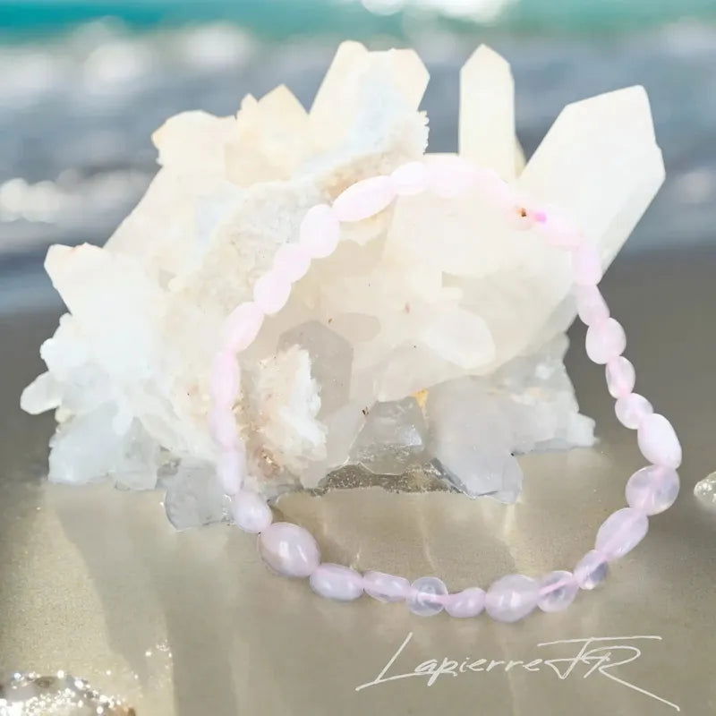 Bracelet pierre roulée en Quartz Rose - La Pierre FR