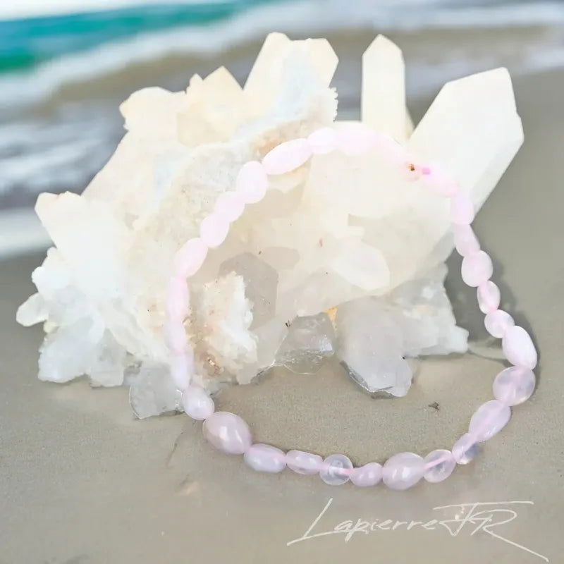 Bracelet pierre roulée en Quartz Rose - La Pierre FR