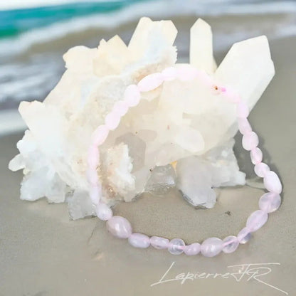 Bracelet pierre roulée en Quartz Rose - La Pierre FR