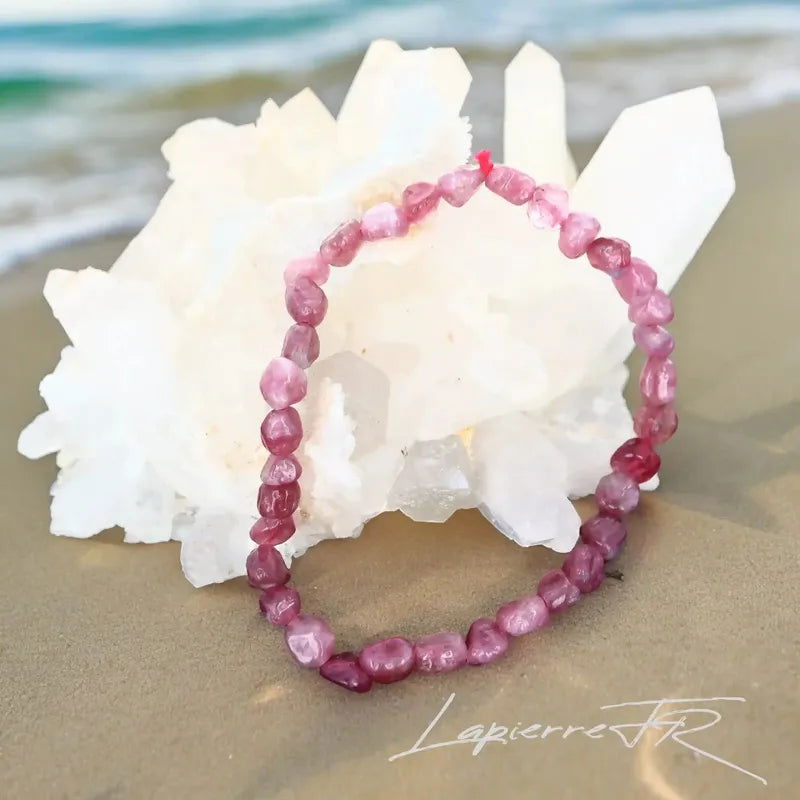 Bracelet pierre roulée en Tourmaline rose - La Pierre FR