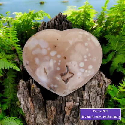 Agate Fleur - Cœur en pierre naturelle