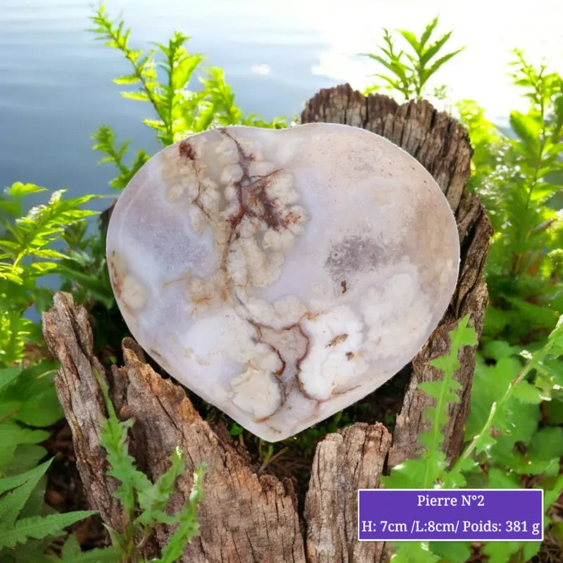 Agate Fleur - Cœur en pierre naturelle