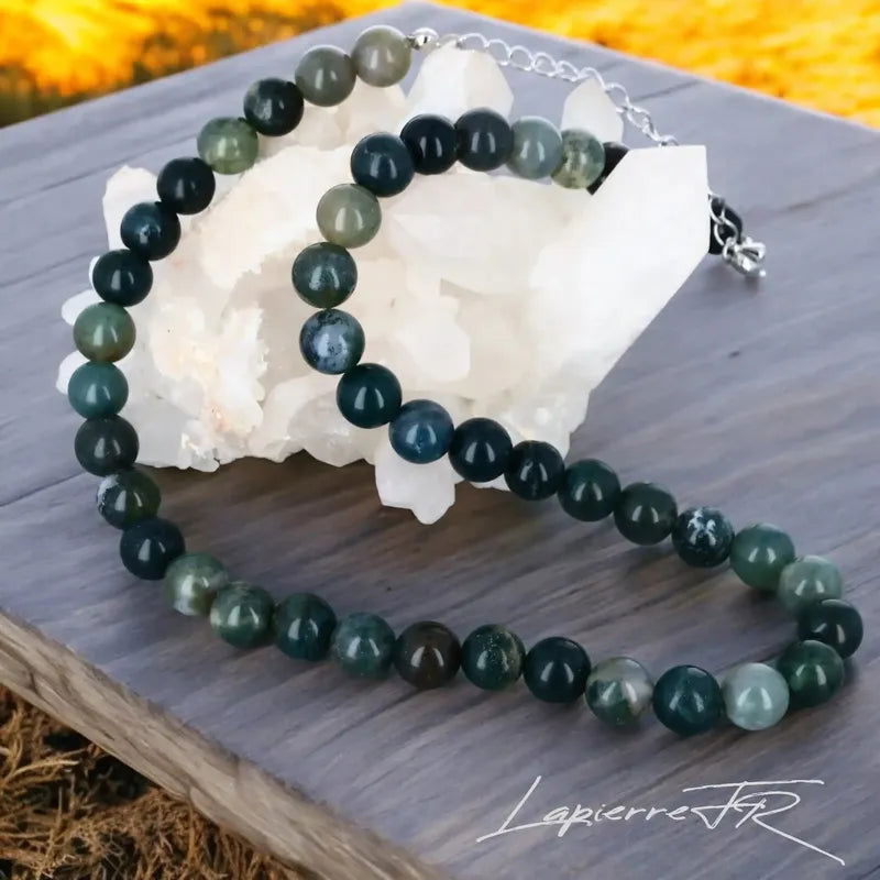 Collier en Agate mousse - La Pierre FR