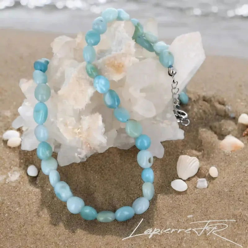 Collier pierres naturelles en Amazonite - La Pierre FR