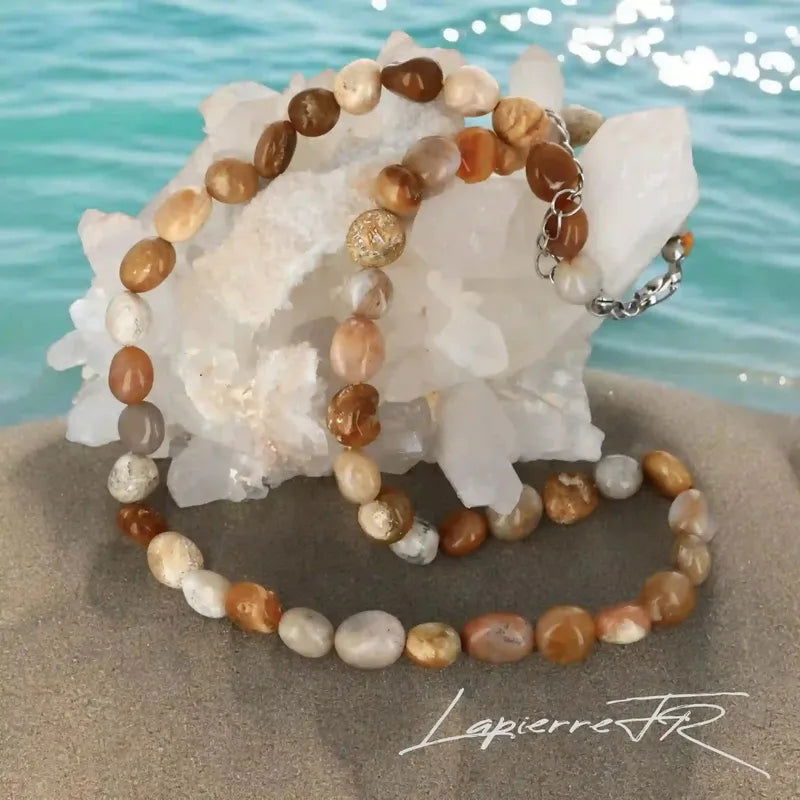 Collier pierres naturelles en Corail fossile - La Pierre FR