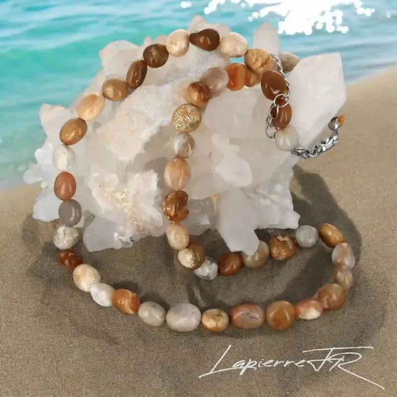 Collier pierres naturelles en Corail fossile - La Pierre FR