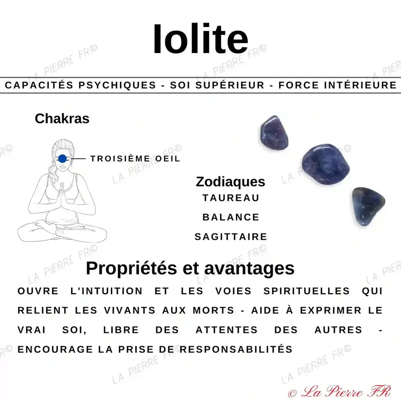 Collier pierres naturelles en Iolite - La Pierre FR