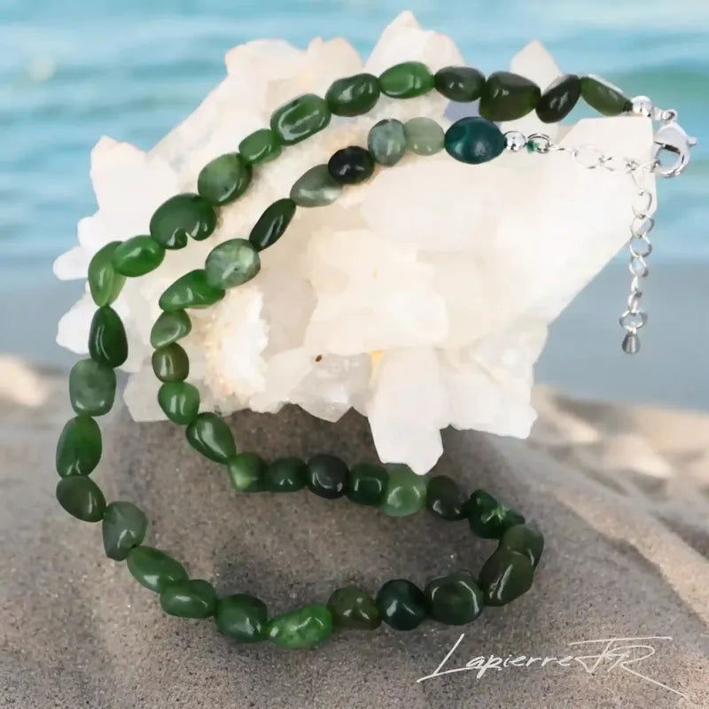 Collier pierres naturelles en Jade vert - La Pierre FR