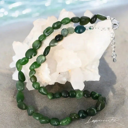 Collier pierres naturelles en Jade vert - La Pierre FR