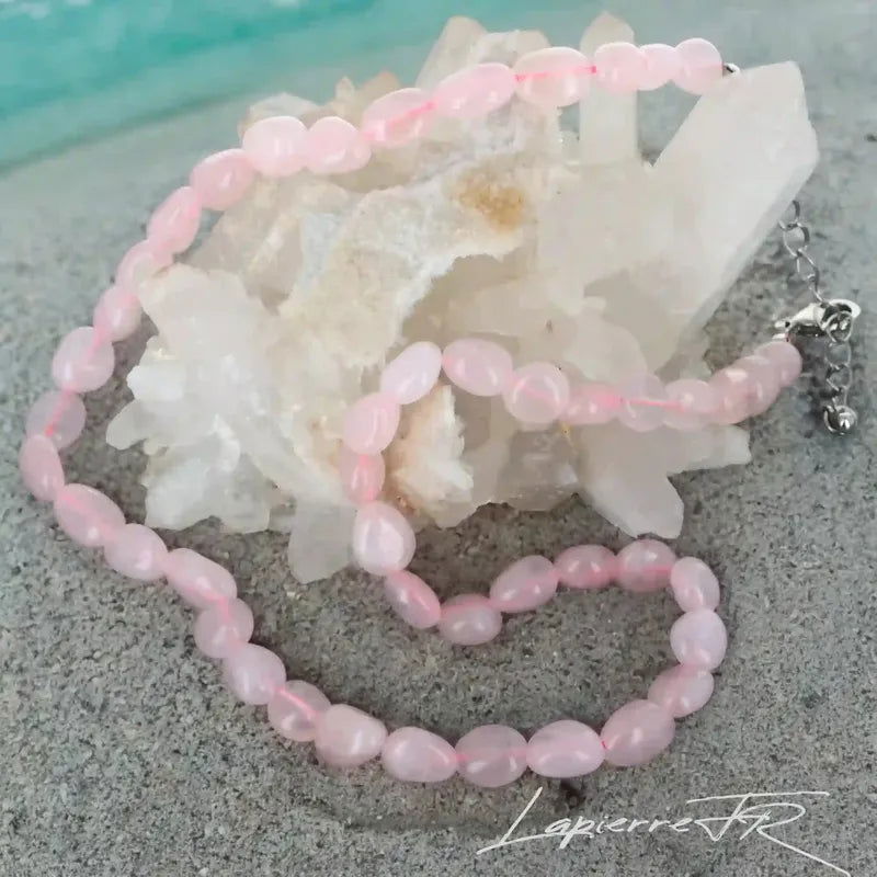 Collier pierres naturelles en Quartz Rose - La Pierre FR