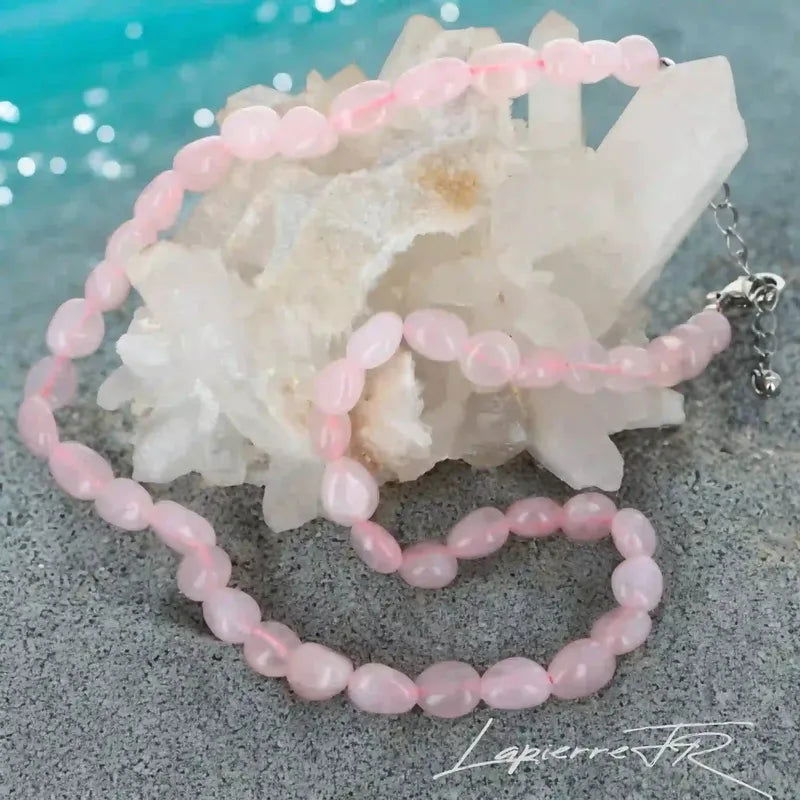 Collier pierres naturelles en Quartz Rose - La Pierre FR