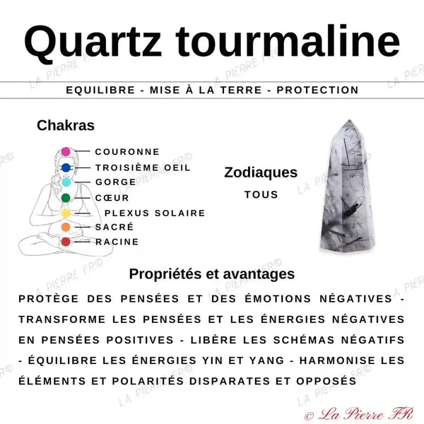 Collier pierres naturelles en Quartz à Tourmaline noire - La Pierre FR